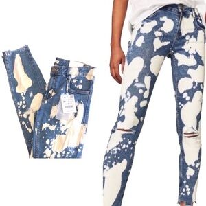 ZARA Women’s Bleached Trafuluc Damaged Skinny Jeans US Size 6 Ripped Ankle NWT